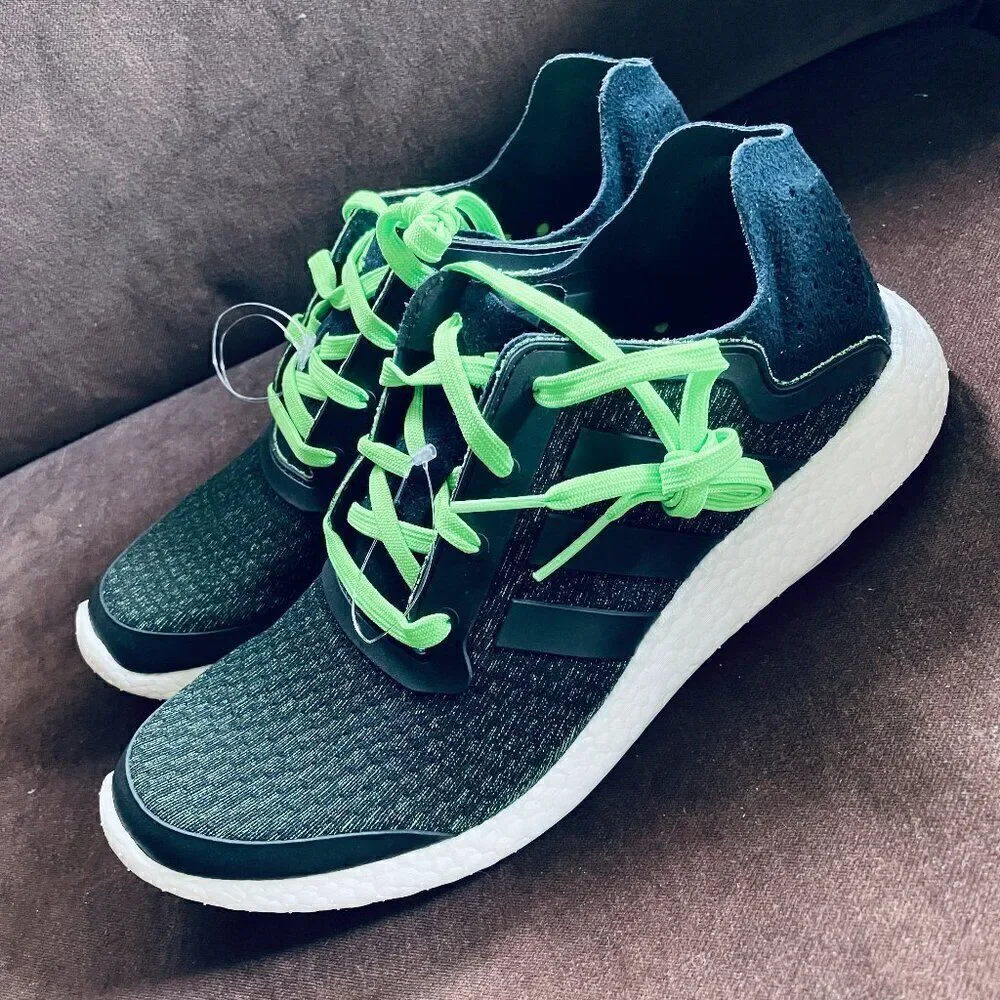 NEW Adidas Pure Boost Reveal Black Green PrimeKnit Suede Mens 10 US 44 EUR 9 UK